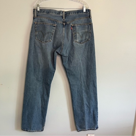 Levi's Mens Straight Fit 505 Jeans 100% Cotton Workwear Sz 36x32 Med Wash Blue - Picture 11 of 12